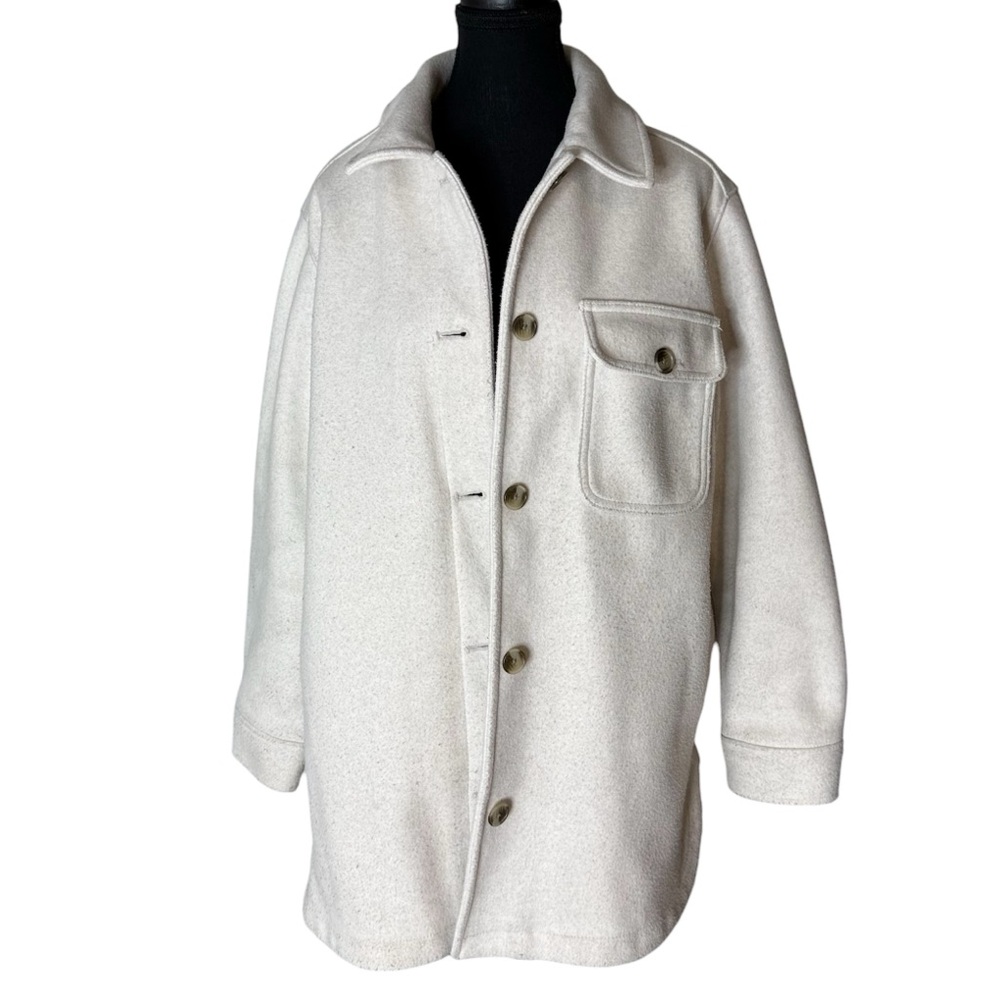 OLD NAVY Oversized Ivory Cream Oatmeal Utility Shacket Barn Jacket Size Medium